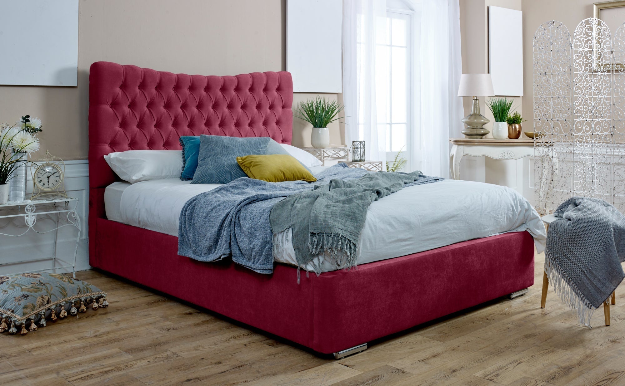 Magenta Ottoman Plush Bed Frame