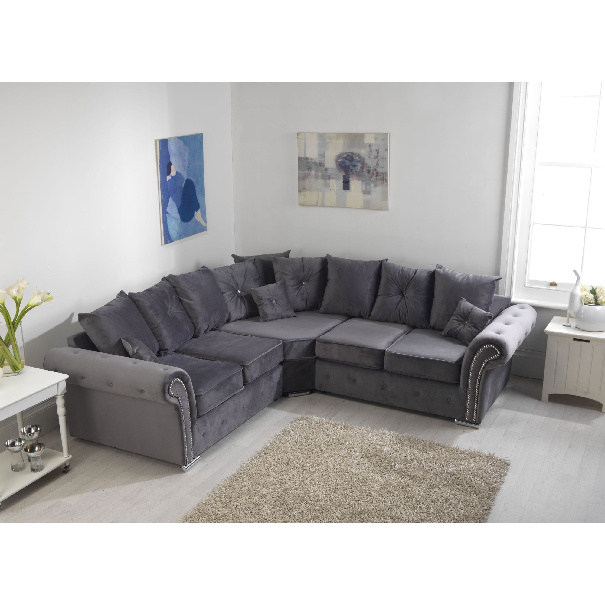 Mellows Plush Velvet Sofa Scatterback 2c2