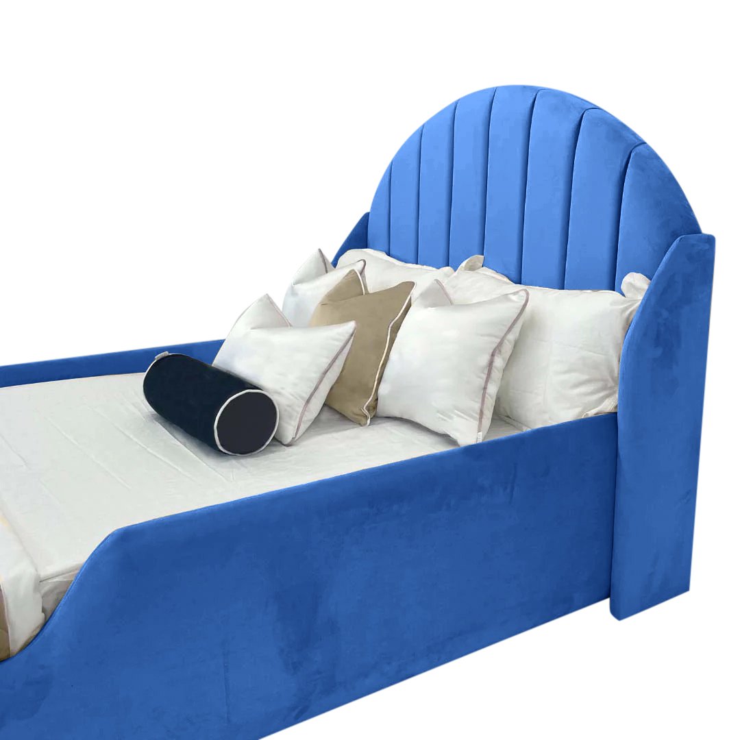 Omario Kids Bed Plush Velvet with Safety Siderails