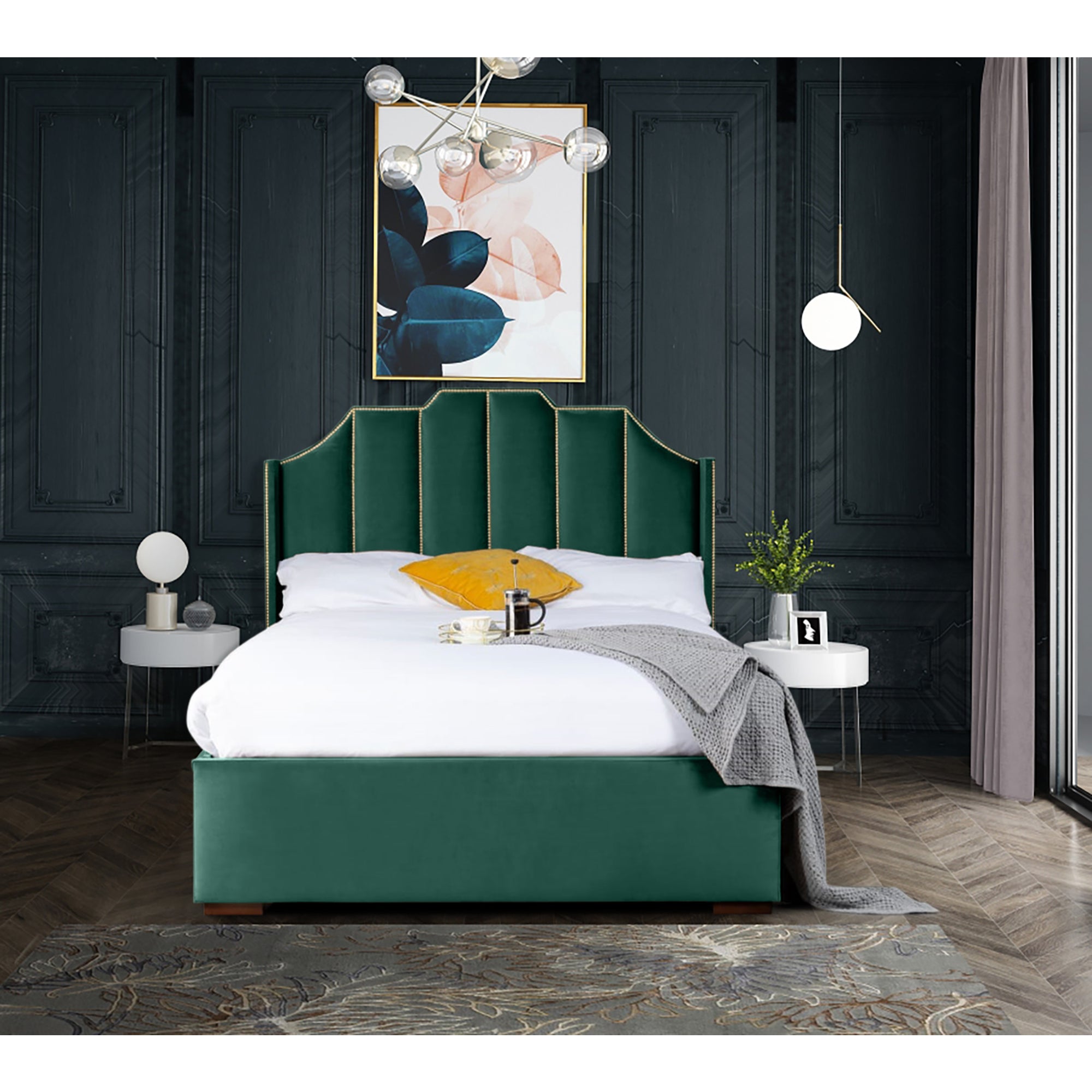 Renz Art Deco Plush Velvet Luxury Bed Frame