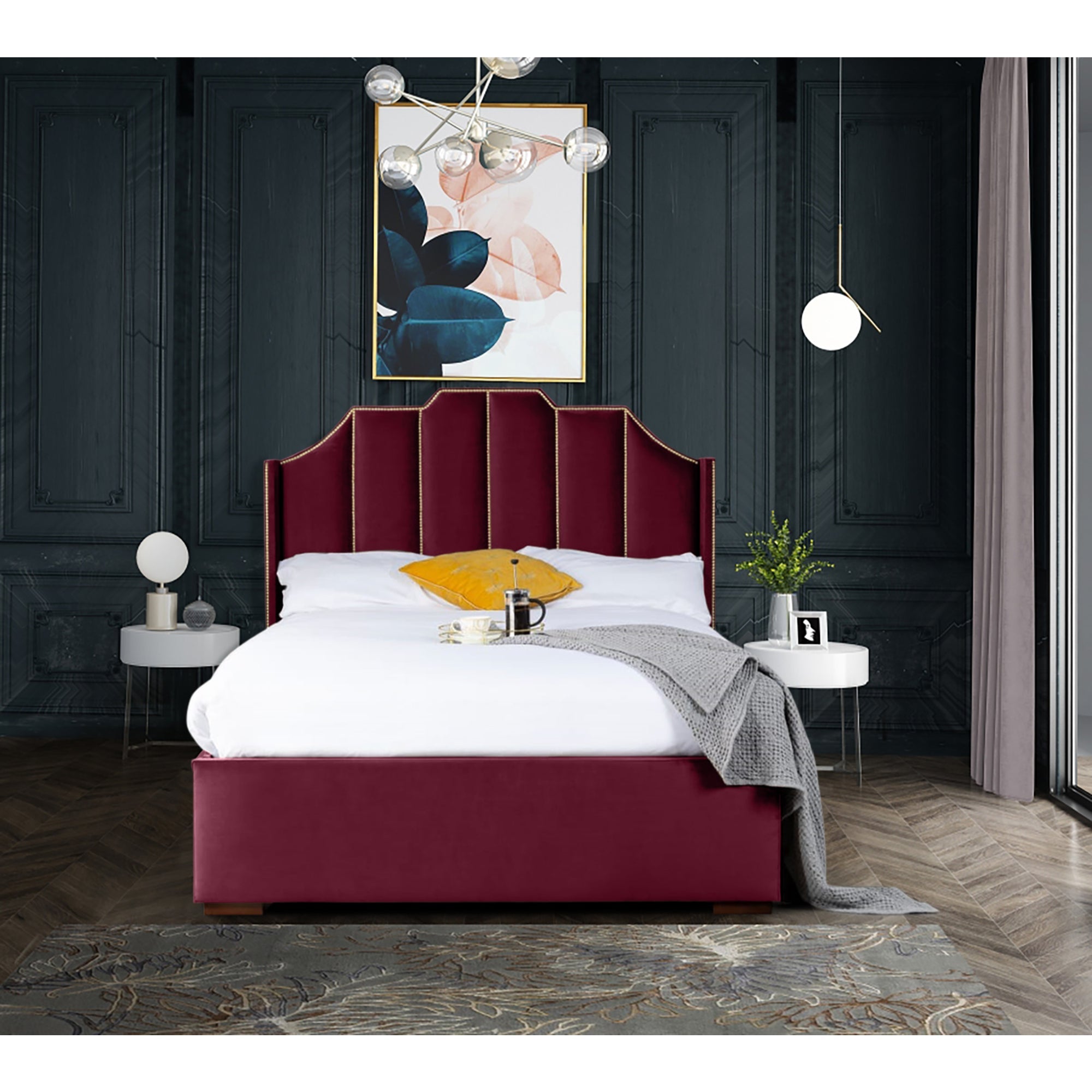 Renz Art Deco Plush Velvet Luxury Bed Frame