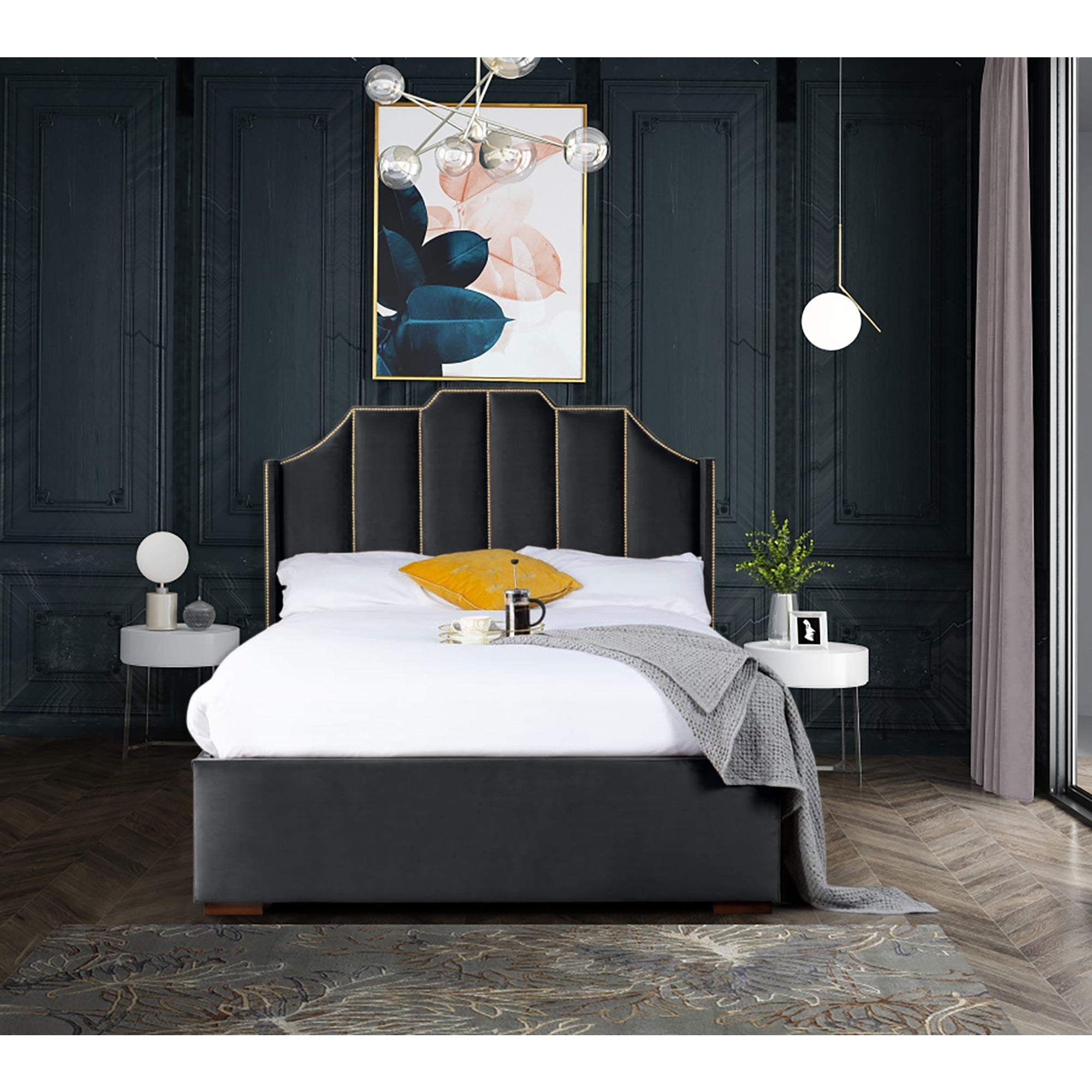 Renz Art Deco Plush Velvet Luxury Bed Frame