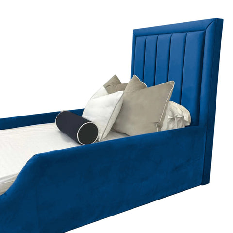 Sammy Kids Bed Plush Velvet with Safety Siderails