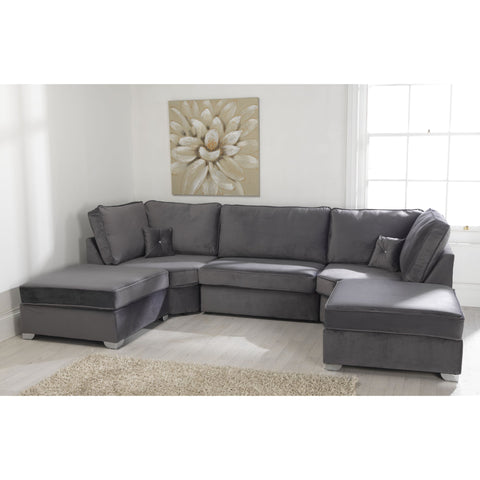 Belling Plush Velvet Sofa Full Back U Shape