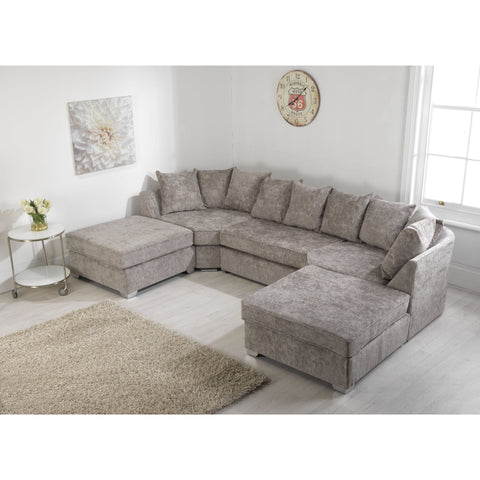 Belling Chenille Silver Sofa U Shape