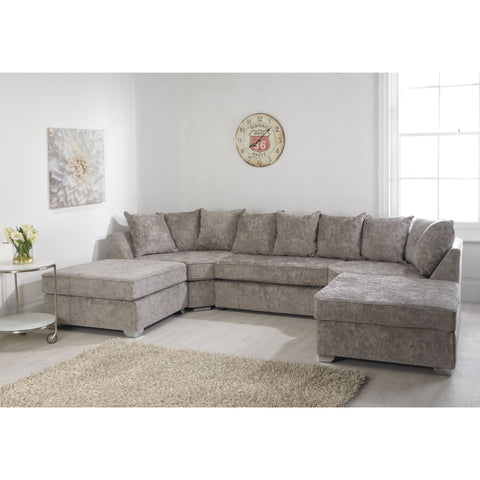 Belling Chenille Silver Sofa U Shape