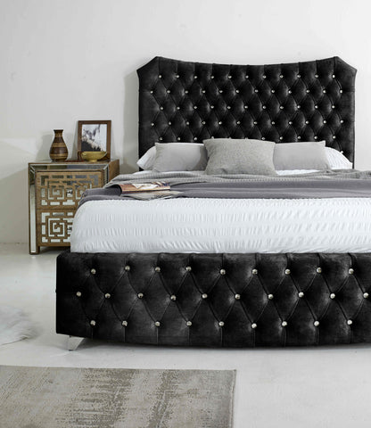 Valentino Marble Fabric Diamante Buttons Bed Frame