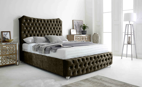 Valentino Marble Fabric Diamante Buttons Bed Frame
