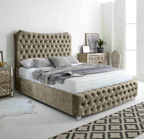 Valentino Marble Fabric Diamante Buttons Bed Frame