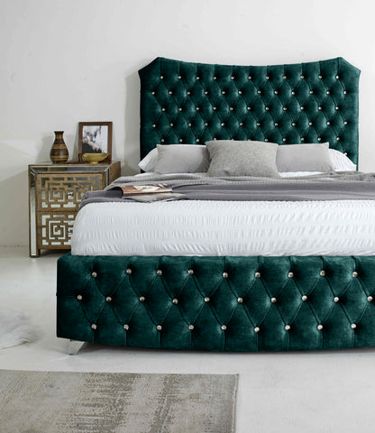 Valentino Marble Fabric Diamante Buttons Bed Frame
