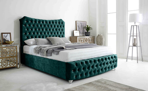Valentino Marble Fabric Diamante Buttons Bed Frame