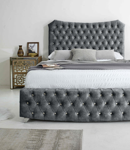 Valentino Marble Fabric Diamante Buttons Bed Frame