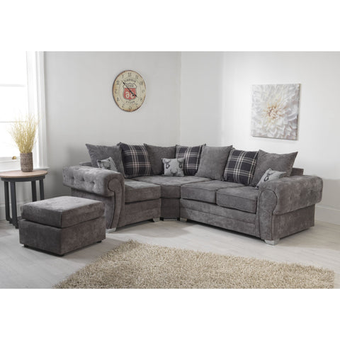 Verrina Chenille Grey Sofa 1c2 and Footstool