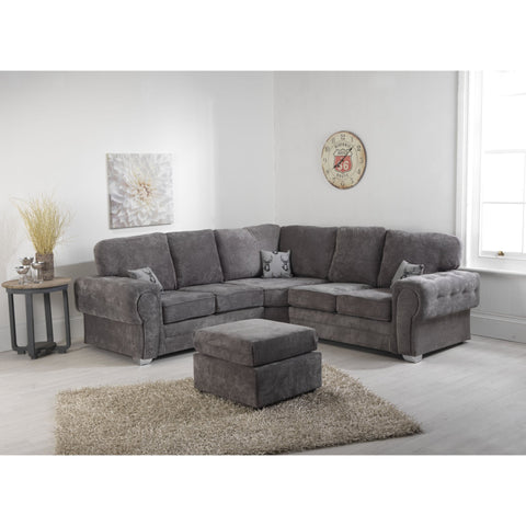 Verrina Chenille Grey Sofa 2c1 and Footstool