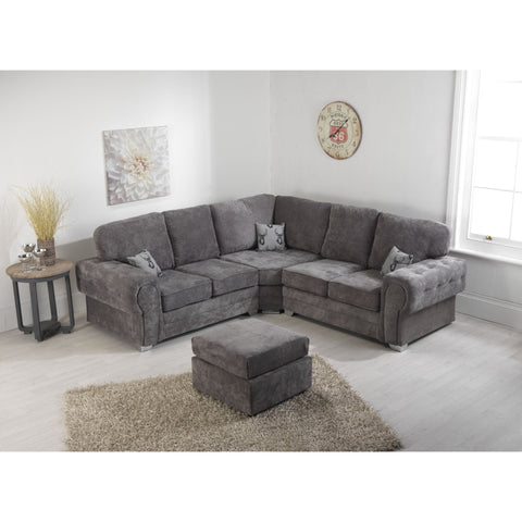 Verrina Chenille Grey Sofa 2c2 and Footstool