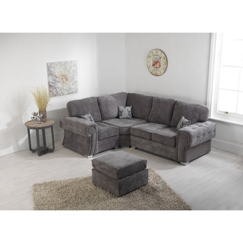 Verrina Chenille Grey Sofa 1c2 and Footstool