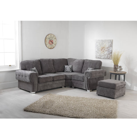 Verrina Chenille Grey Sofa 2c1 and Footstool