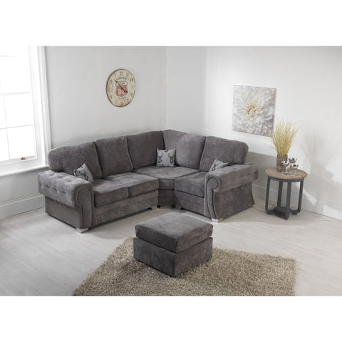 Verrina Chenille Grey Sofa 2c1 and Footstool