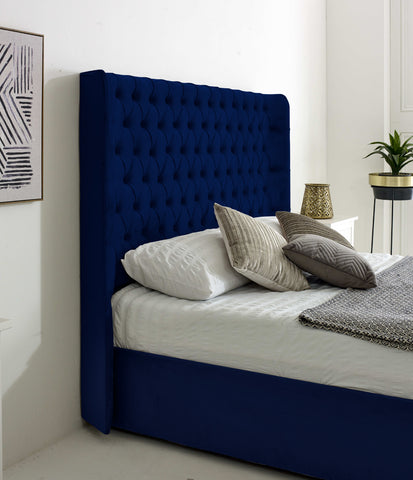 Woodlake Plush Velvet Matching Buttons Bed Frame