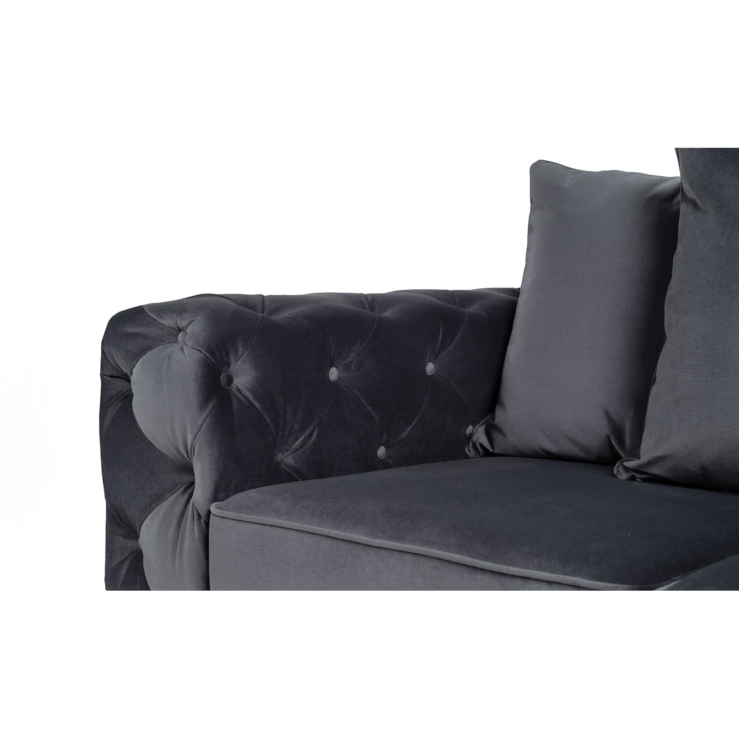 Anasty 3+2 Seater Black Plush Sofa