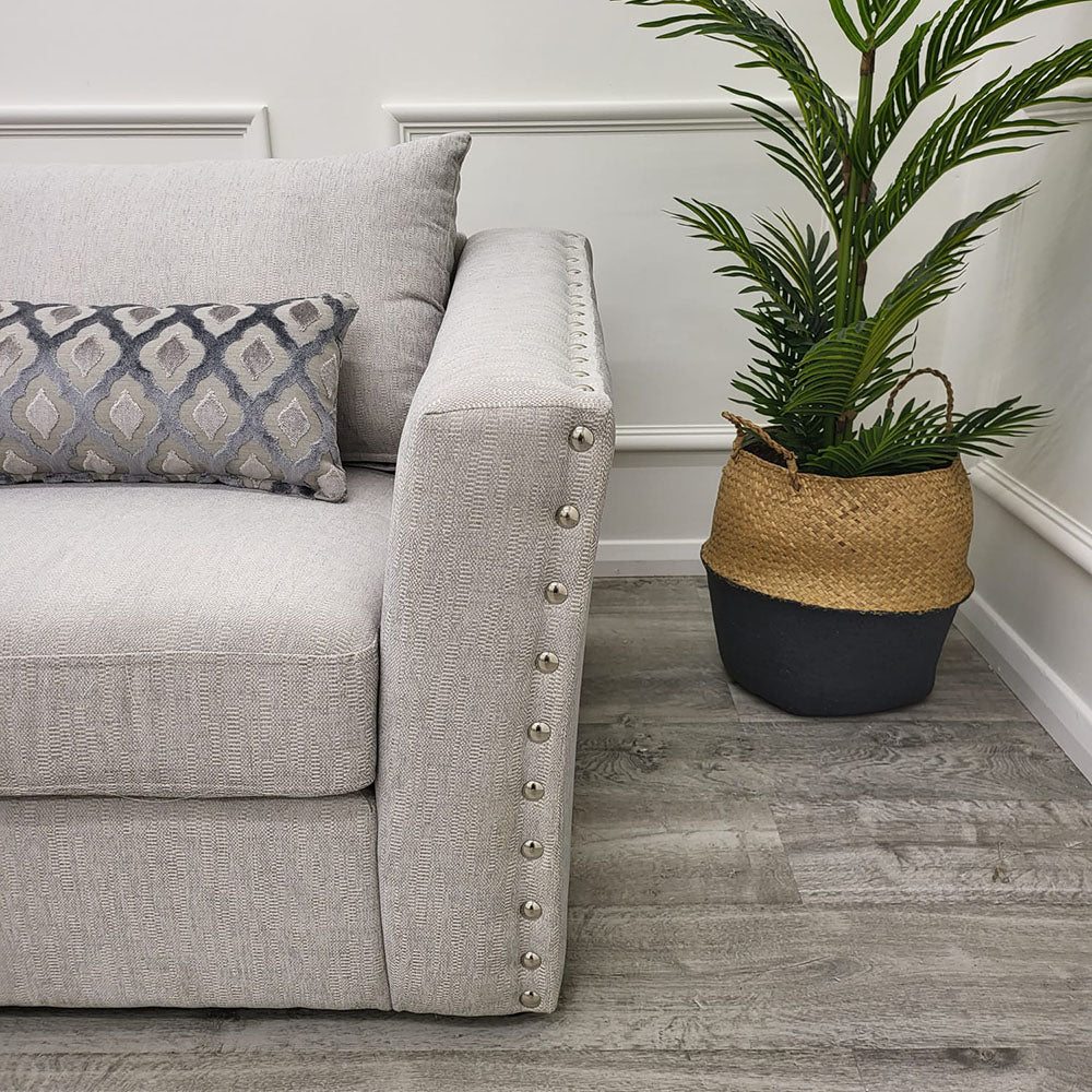 Bankes Sofa Diamand Scatters with Armchair and Footstool Chenille Beige