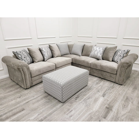 Beynold Corner 2c2 Sofa and Footstool Plush Pebble