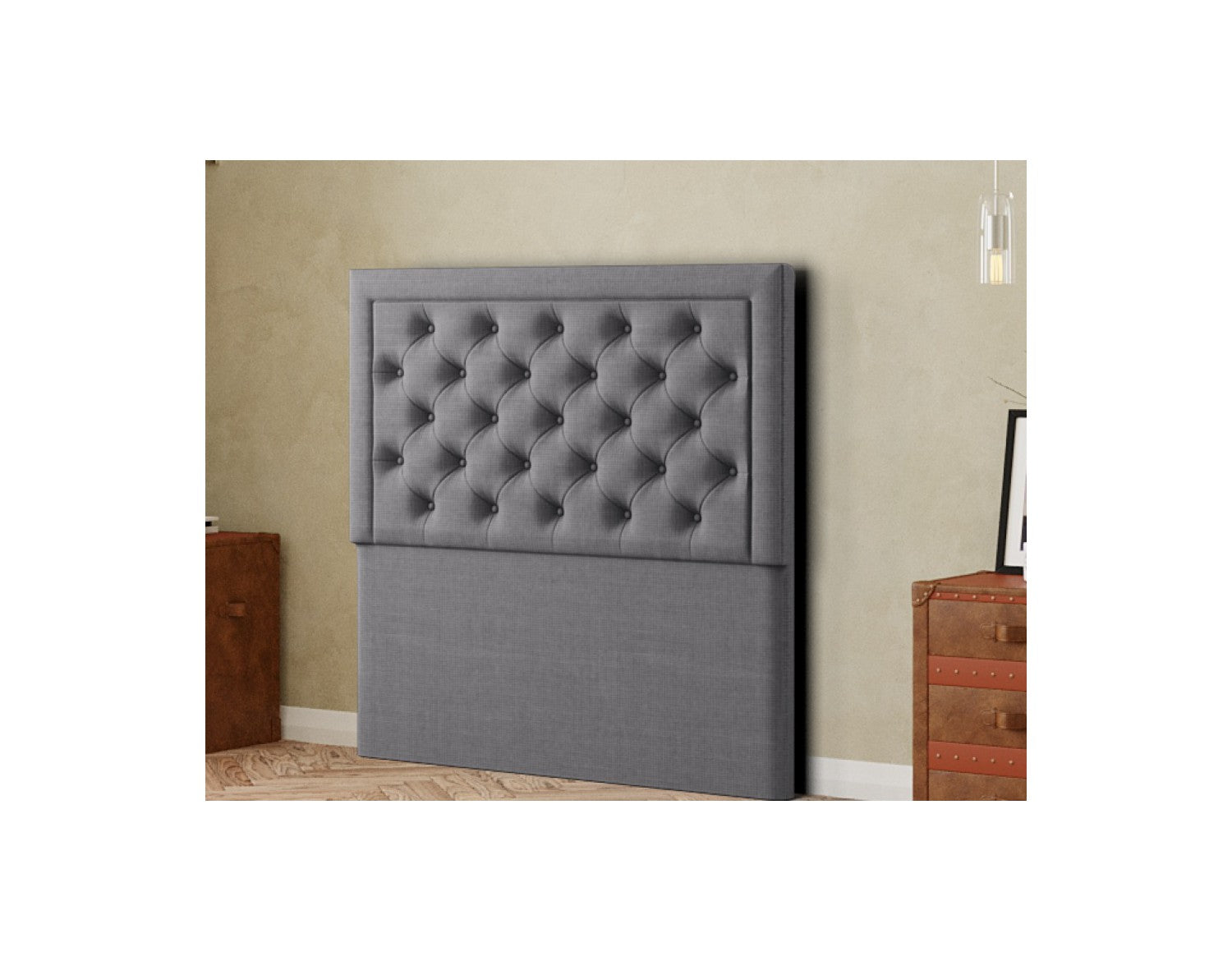 Castle Headboard Floor Standing  Matching Buttons Linen