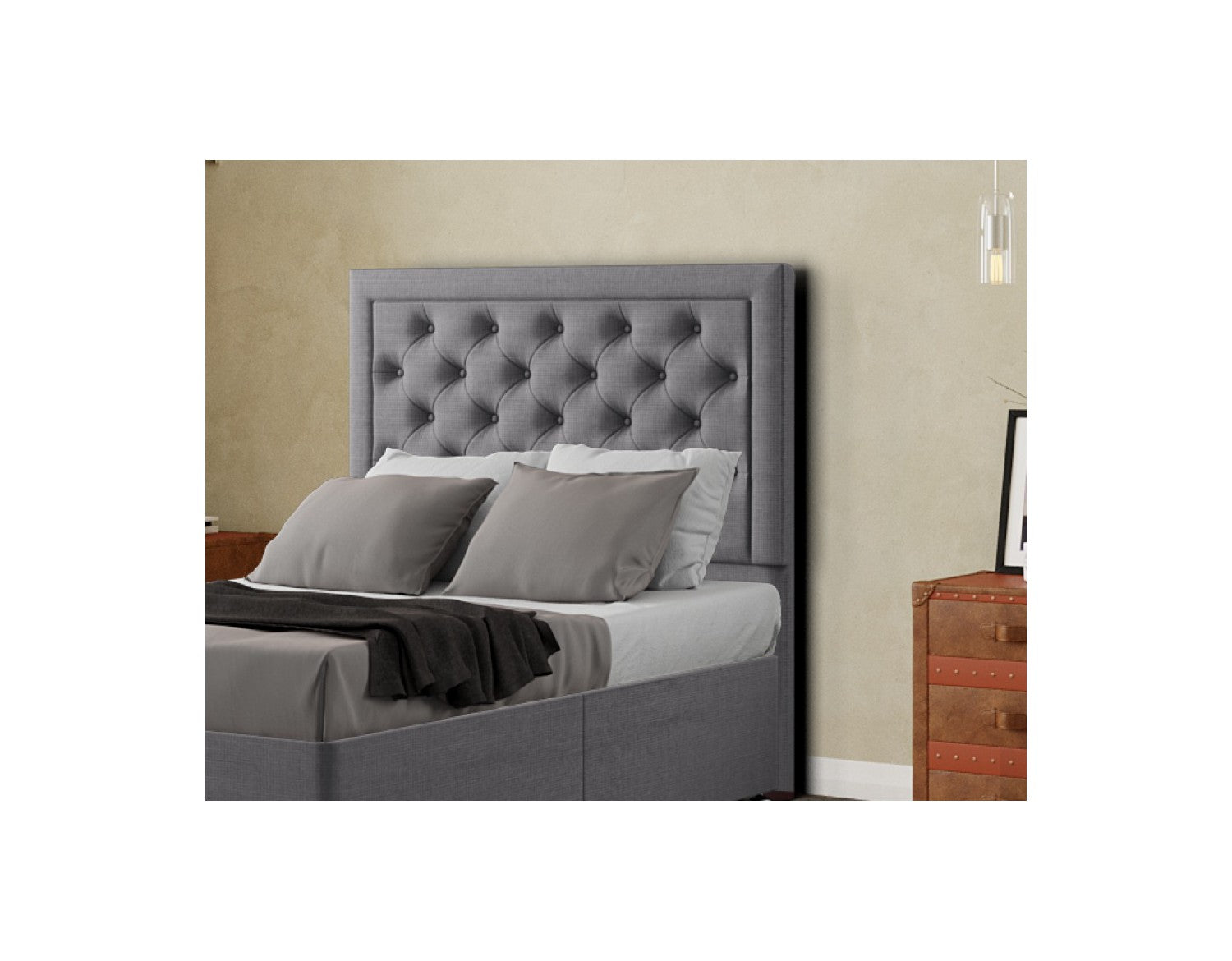 Castle Headboard Floor Standing  Matching Buttons Linen