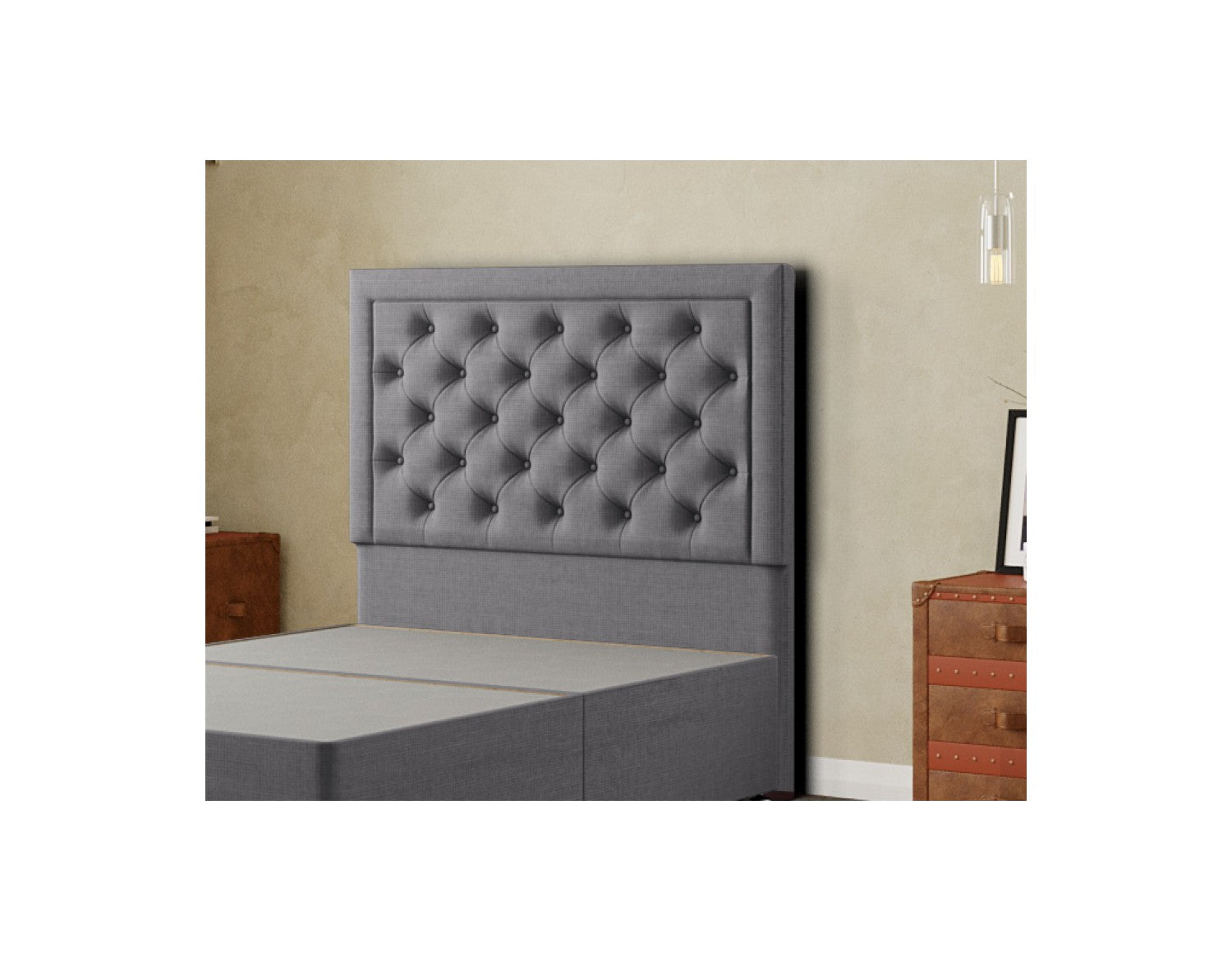 Castle Headboard Floor Standing  Matching Buttons Linen