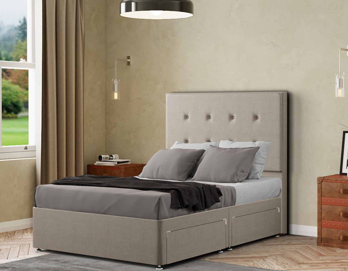 Darlington Divan Bed 2 Drawers Floor Standing Headboard Matching Buttons Malham Weave