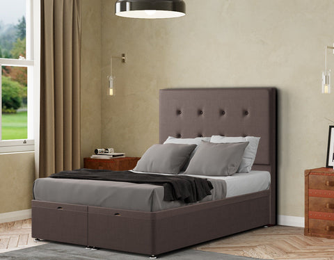 Darlington Ottoman Bed Floor Standing Headboard Matching Buttons Malham Weave