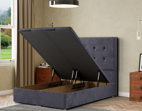 Darlington Ottoman Bed Floor Standing Headboard Matching Buttons Plush