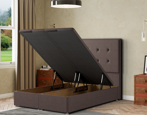 Darlington Ottoman Bed Floor Standing Headboard Matching Buttons Malham Weave