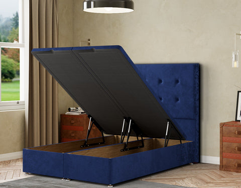 Darlington Ottoman Bed Floor Standing Headboard Matching Buttons Plush
