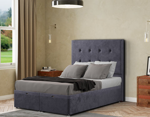 Darlington Ottoman Bed Floor Standing Headboard Matching Buttons Plush