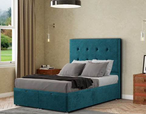 Darlington Ottoman Bed Floor Standing Headboard Matching Buttons Plush