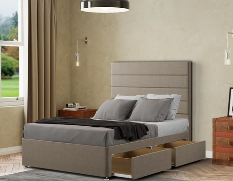 George Divan Bed 2 Drawers Floor Standing Headboard  Malham Weave