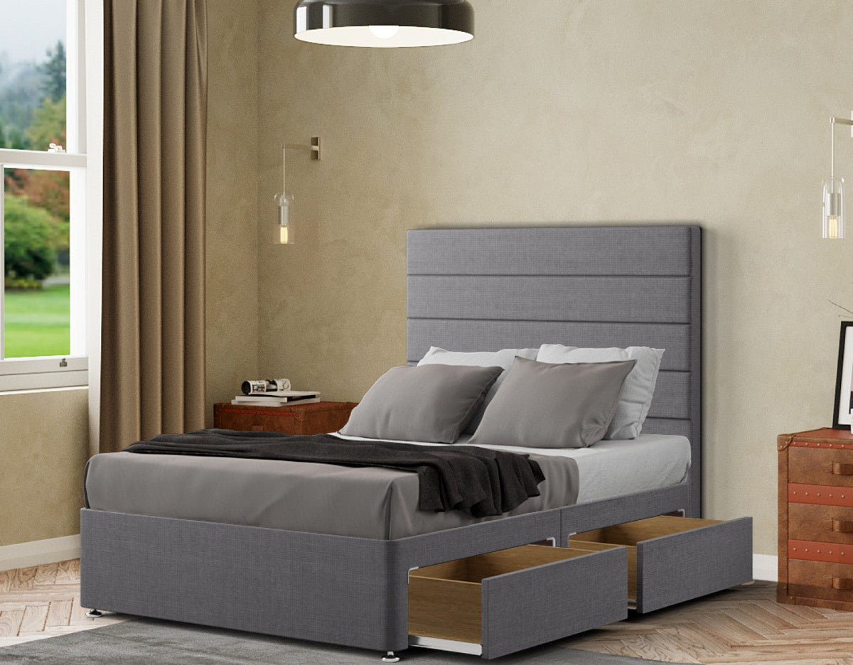 George Divan Bed 2 Drawers Floor Standing Headboard  Linen
