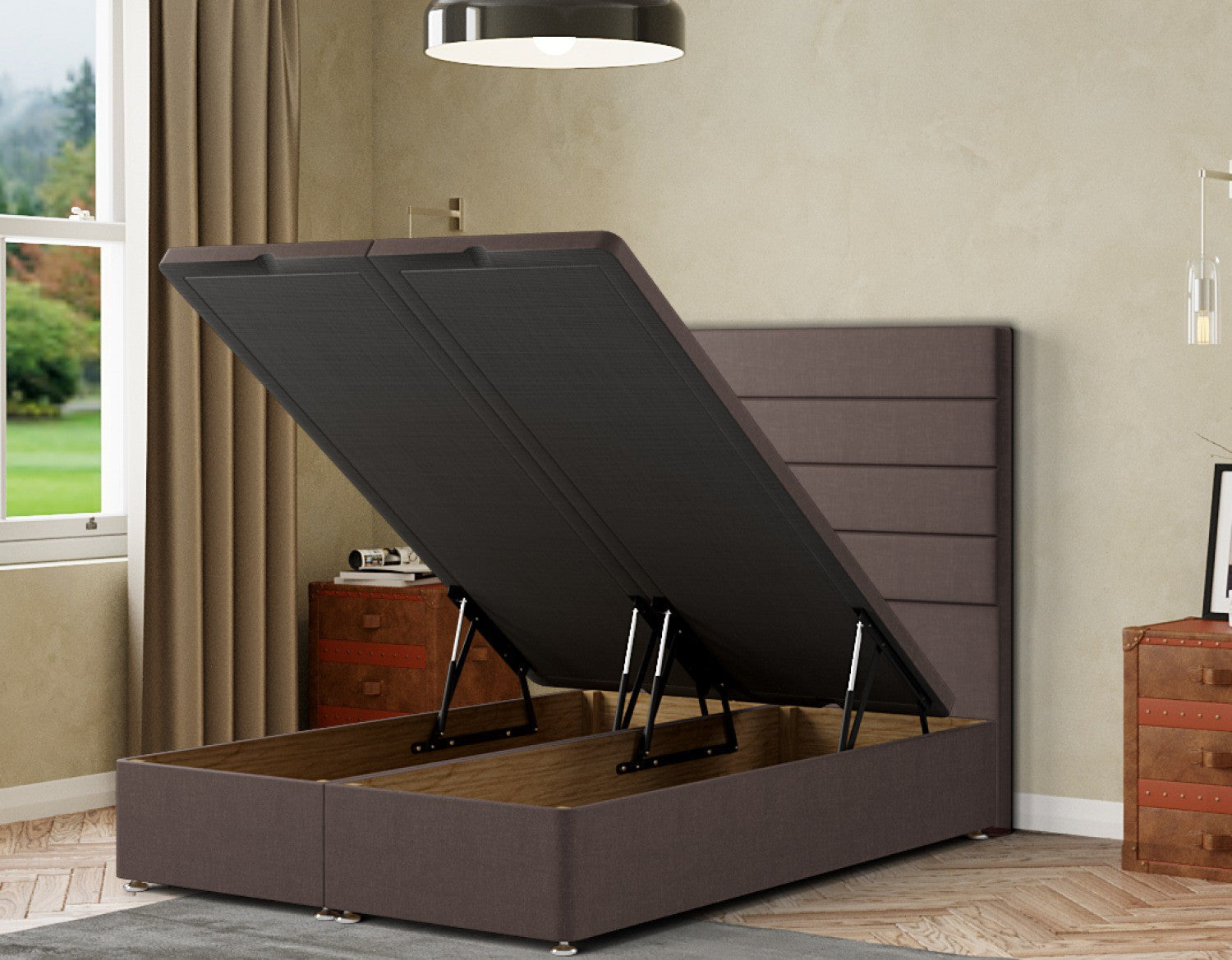 George Ottoman Bed Floor Standing Headboard  Malham Weave