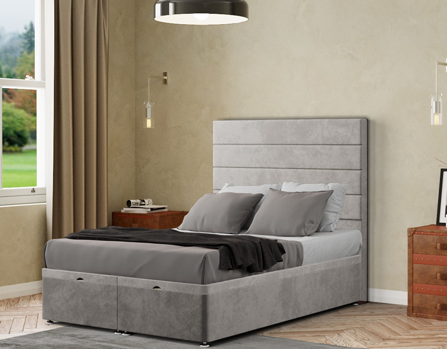 George Ottoman Bed Floor Standing Headboard  Plush