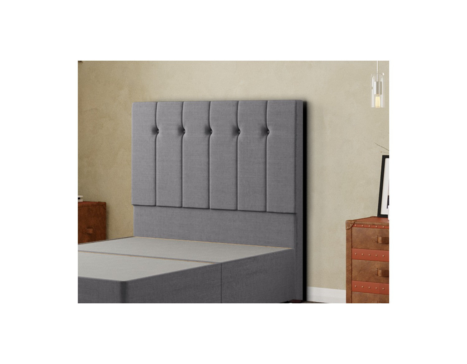 Highland Headboard Floor Standing  Matching Buttons Linen