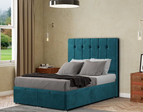 Highland Ottoman Bed Floor Standing Headboard Matching Buttons Plush
