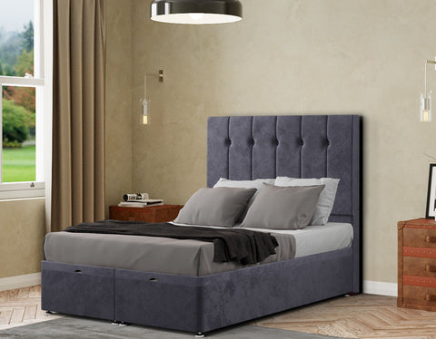 Highland Ottoman Bed Floor Standing Headboard Matching Buttons Plush