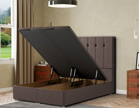 Highland Ottoman Bed Floor Standing Headboard Matching Buttons Malham Weave