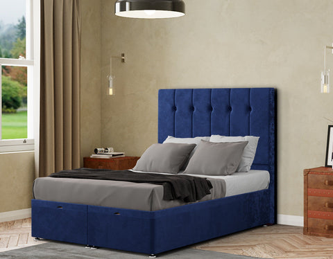Highland Ottoman Bed Floor Standing Headboard Matching Buttons Plush