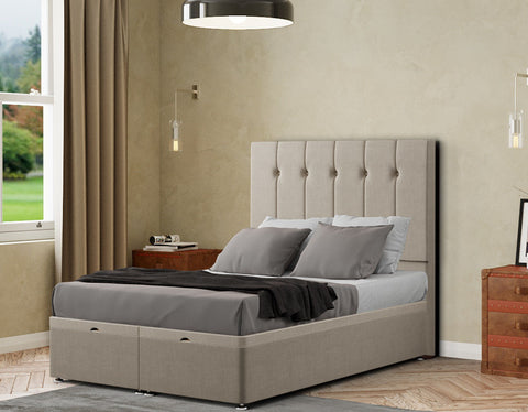 Highland Ottoman Bed Floor Standing Headboard Matching Buttons Malham Weave