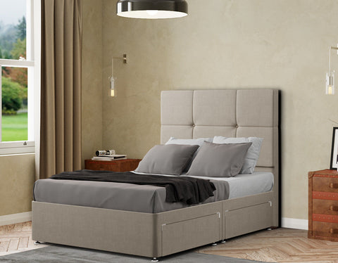 Jacob Divan Bed 2 Drawers Floor Standing Headboard Matching Buttons Malham Weave