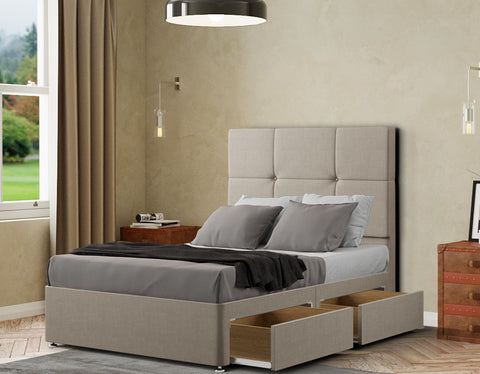 Jacob Divan Bed 2 Drawers Floor Standing Headboard Matching Buttons Malham Weave