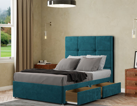 Jacob Divan Bed 2 Drawers Floor Standing Headboard Matching Buttons Plush