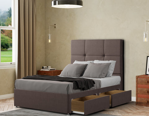 Jacob Divan Bed 2 Drawers Floor Standing Headboard Matching Buttons Malham Weave